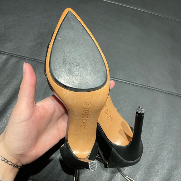 NWOT D’orsay Ankle Strap Metallic Plaques Leather Pointed High Pumps Stilettos - Picture 12 of 12